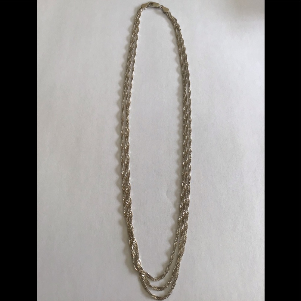 Italy Sterling 3 Strand Shimmer Twist Necklace 18"